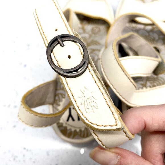 fly london yesk leather wedge heel ankle wrap strap sandals 37 neutral‎ boho - Picture 6 of 15